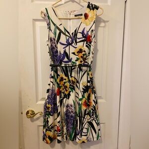 Tommy Hilfiger White Floral Midi Dress with Multicolor Print